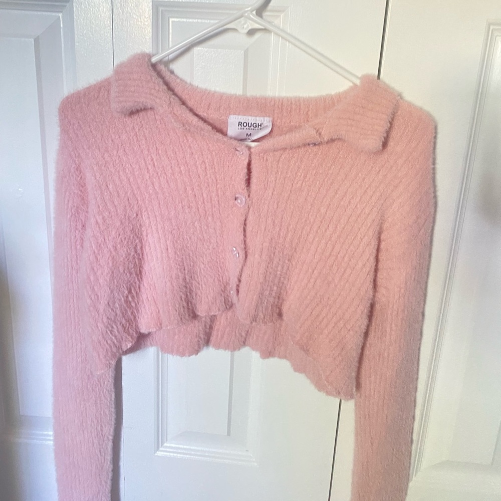 Fluffy Button-Up Long Sleeve Top